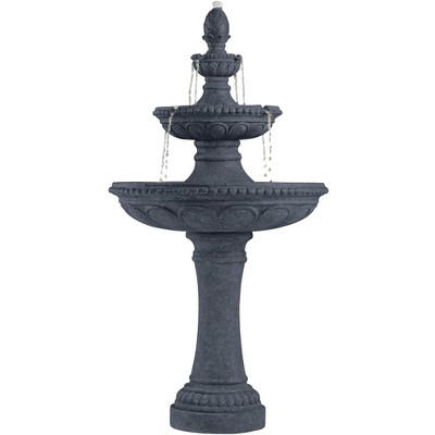 John Timberland Italian Outdoor Floor Water Fountain 44" High 3 Tiered Pineapple Bowls for Yard Garden Patio Deck Home