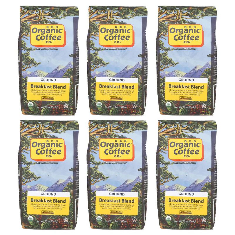 Organic Coffee Company Breakfast Blend Ground Coffee - Case of 6/12 oz Bags, 1 of 7