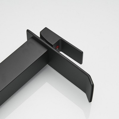 Matte Black Tall Waterfall Vessel Sink Faucet with Pop-Up Drain