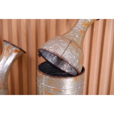 Medium Rustic Galvanized Metal Cylinder Floor Vase
