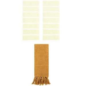 REGALWOVEN 3 Packs Striped and Solid Absorbent Soft Cotton Hand Towel for Bathroom - 1 of 4