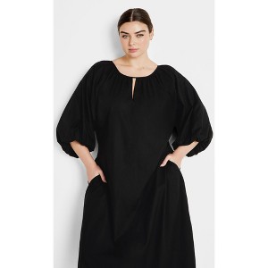 Women's Plus Size Midi Jamie Dress - black | CITY CHIC - 1 of 4
