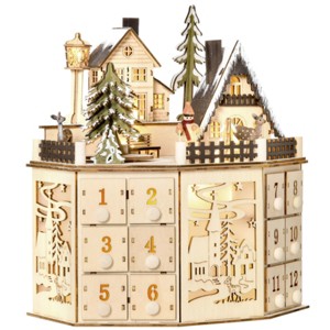 TopComfy Decorative Holiday Scene Props Christmas Advent Calendar Festive Holiday Countdown Decor for Living Room, Multicolored, 11.42"*9.45"*12.6" - 1 of 4