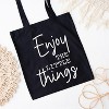 City Creek Prints Enjoy The Little Things Script Canvas Tote Bag - 15x16 - Black - 2 of 2