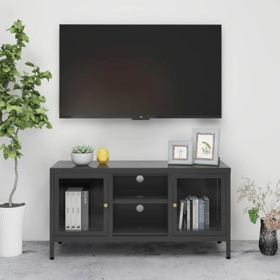vidaXL TV Stand Anthracite 41.3 in.x13.8 in.x20.5 in. Steel and Glass