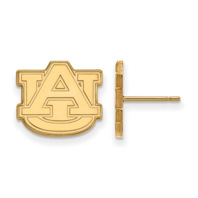 Black Bow Jewelry 14k Yellow Gold Auburn Tigers NCAA Post Earrings