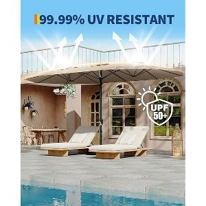 15FT Outdoor Double-Sided Large Patio Umbrella with Base, Rectangle Market Umbrella Outside Umbrellas for Poolside Lawn Backyard - 1 of 1