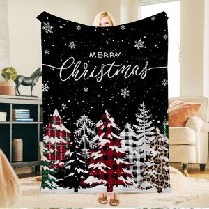 Lomsoe Christmas Snowman with Cap Blanket Super Soft Flannel White Snowflake Throw Blanket Lightweight Cozy Warm Fuzzy Christmas Gift. - 1 of 4