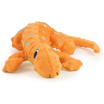 goDog Amphibianz Gecko Squeaky Plush Dog Toy, Chew Guard Technology - Orange, Large