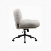 White Cross-Leg Chair on Wheels ¨C Wide Thick Seat, Swivel Ergonomic Desk/Vanity Ready - 4 of 4