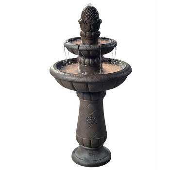 Teamson Home Outdoor Deluxe Pineapple 2-Tier Pedestal Fountain, Gray