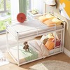 CAVINAS Twin over Twin Bunk Bed Metal Bed Frame with Full Length Guardrails and Ladder for Bedroom, White - 2 of 4