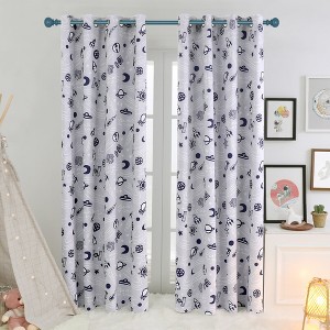 Deconovo Kids Blackout Curtains – 2 Panels Space Adventure Print - 1 of 4