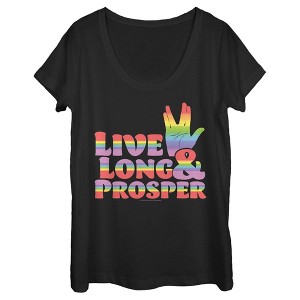 Women's Star Trek: The Original Series Live Long and Prosper Rainbow Hand Scoop Neck - 1 of 4