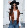 Clearlove Womens Fringe 70s Hippie Costume Sleeveless Cowgirl Western Faux Suede Tassel Leather Outerwear Shawl - 4 of 4