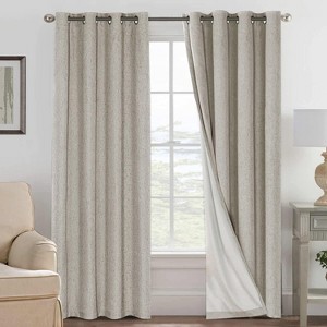 H.Versailtex Linen 100% Blackout Curtains Thermal Insulated Linen Drapes, Grommet White Liner Sold of 2 Panels - 1 of 4