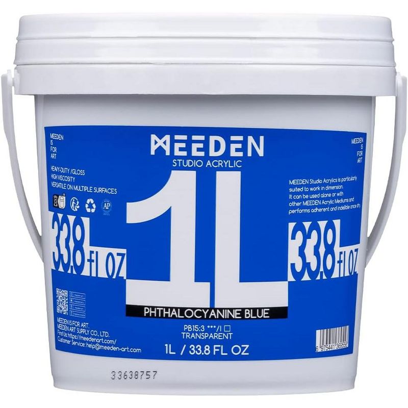 MEEDEN Phthalocyanine Blue Acrylic Paint, Heavy Body, Gloss Finish, Extra-Large 1L /33.8oz Non-Toxic Rich Pigments, Studio Professional Artist Acrylic, 1 of 6