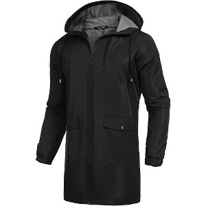 COOFANDY Men's Long Raincoat Ligtweight Rain Jacket Waterproof Outdoor Jackets with Hood - 1 of 4