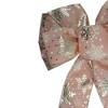 Northlight Shiny Snowflake 6-Loop Christmas Bow Decoration - 9" x 14" - Pink and Gold - image 3 of 3