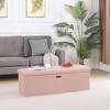VECELO Folding Storage Ottoman Bench, End of Bed Linen Fabric Foot Rest Stool with Padded Seat, Large Footstool for Bedroom or Living Room - 2 of 4