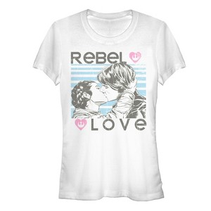 Juniors Womens Star Wars Rebel Love Han and Leia T-Shirt - 1 of 3