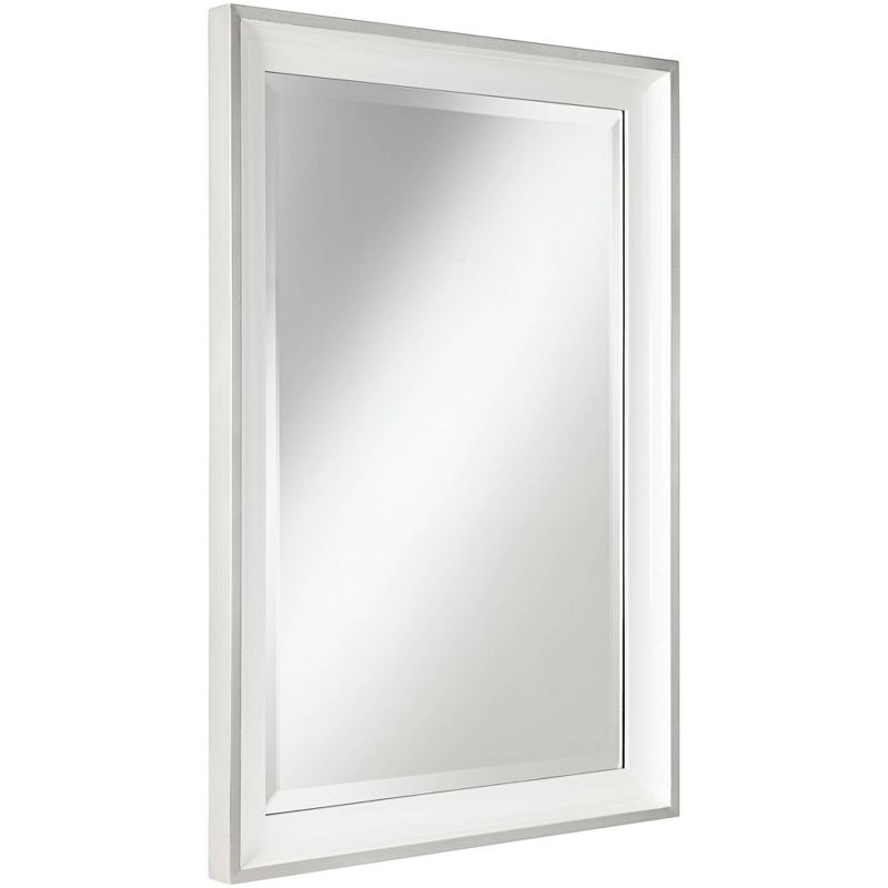 Uttermost Rectangular Vanity Accent Wall Mirror Modern Beveled Glossy White Wood Frame 24" Wide for Bathroom Bedroom Living Room, 3 of 4