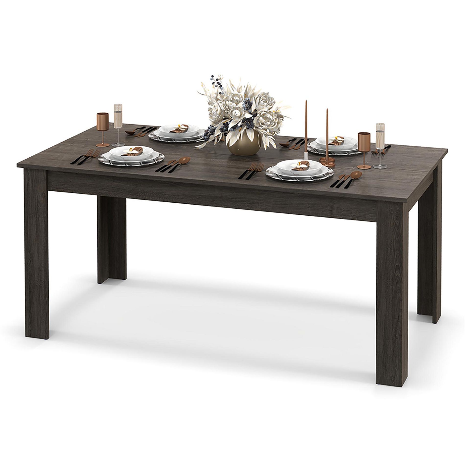 Costway Dining Table for 4-6 People 63-inch Kitchen Table w/ L-shaped Legs