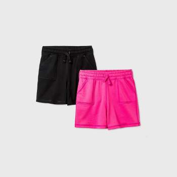 Girls' 2pk Adaptive Knit Shorts - Cat & Jack™ Black/Pink