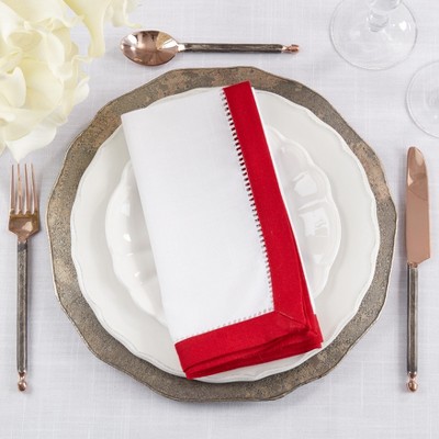 Elegant Two-Tone Hemstitch Napkin Set, 16.5" x 12"