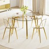 Coffee Table, Modern Minimalist Style Circular Transparent Tempered Glass Table, Tempered Glass Tabletop, Metal Table Legs, Golden - 3 of 4