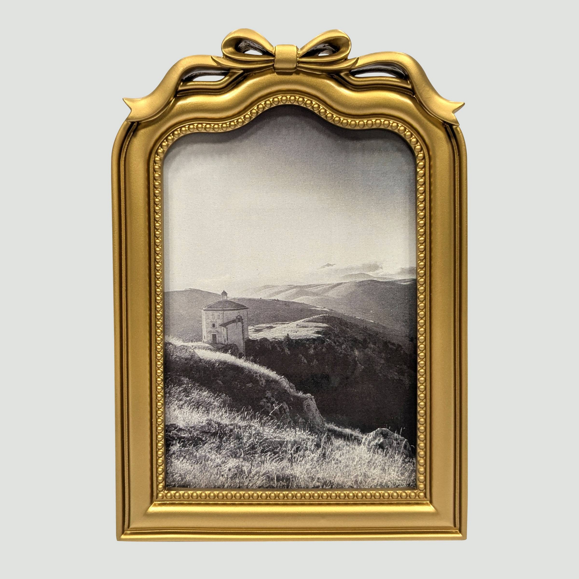 Harbortown 4"x6" Decorative Arched Bow Table Picture Frame Gold