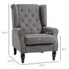 Wingback Accent Chair for Living Room, Button-Tufted Lounge Chair with Round Armrests and Wood Legs - 3 of 4