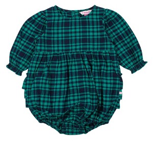 RuffleButts Baby Girls Woven Long Sleeve Bubble Romper - 1 of 4