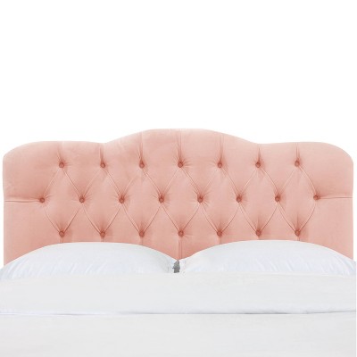 Full Tufted Headboard in Velvet Blush Pink - Skyline Furniture