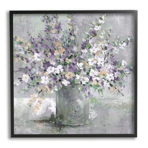 Stupell Purple Blossoming Aster Flower Bouquet Black Framed Giclee, 24 ...