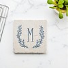 Personalization Mall Farmhouse Floral Personalized Letter Tumbled Stone Coaster Set - 4 of 4