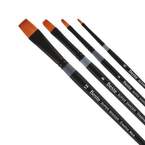 Creative Mark Beste Golden Taklon Super Shader Set of 4 Artist Brushes, Professional Watercolor Brushes, For Acrylic Painting, Short Handle, Sharp - 1 of 4