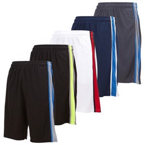 Mens Moisture Wicking Athletic Basketball & Gym Workout Shorts with Pockets Multipack, Up to 3XL, Pack of 5 - 1 of 4