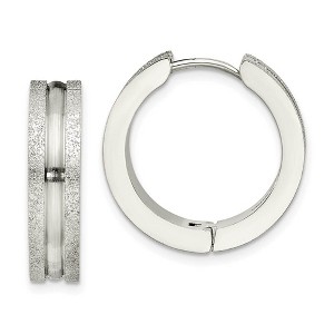Black Bow Jewelry 8mm Laser Cut and Polished Stainless Steel Hinged Hoops - 22mm - 1 of 4