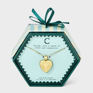 14K Gold Dipped Heart Charm Initial Necklace - A New Day™ Gold - 1 of 4