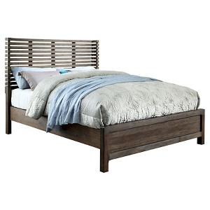 Woodrow Transitional Slatted Wingback Eastern King Bed Rustic Natural Tone - Sun & Pine, Brown