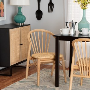bali & pari Kobe Mid-Century Modern Natural Brown Finished Wood and Rattan Dining Chair - 1 of 4