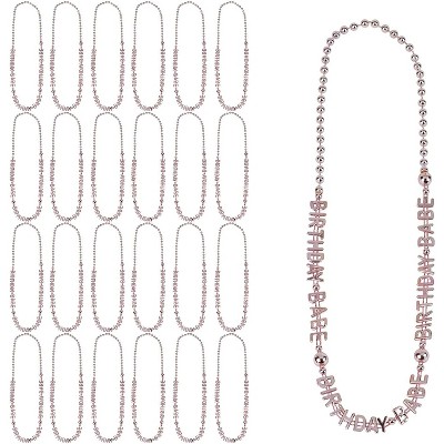  Sparkle and Bash 24-Pack Rose Gold Birthday Babe Plastic Bead Necklaces 32 in Party Favors Supplies 