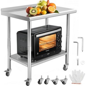 Heavy Duty Stainless Steel Work Table, Adjustable Height Utility Table for Home, Garage, and Restaurant Use - 1 of 4