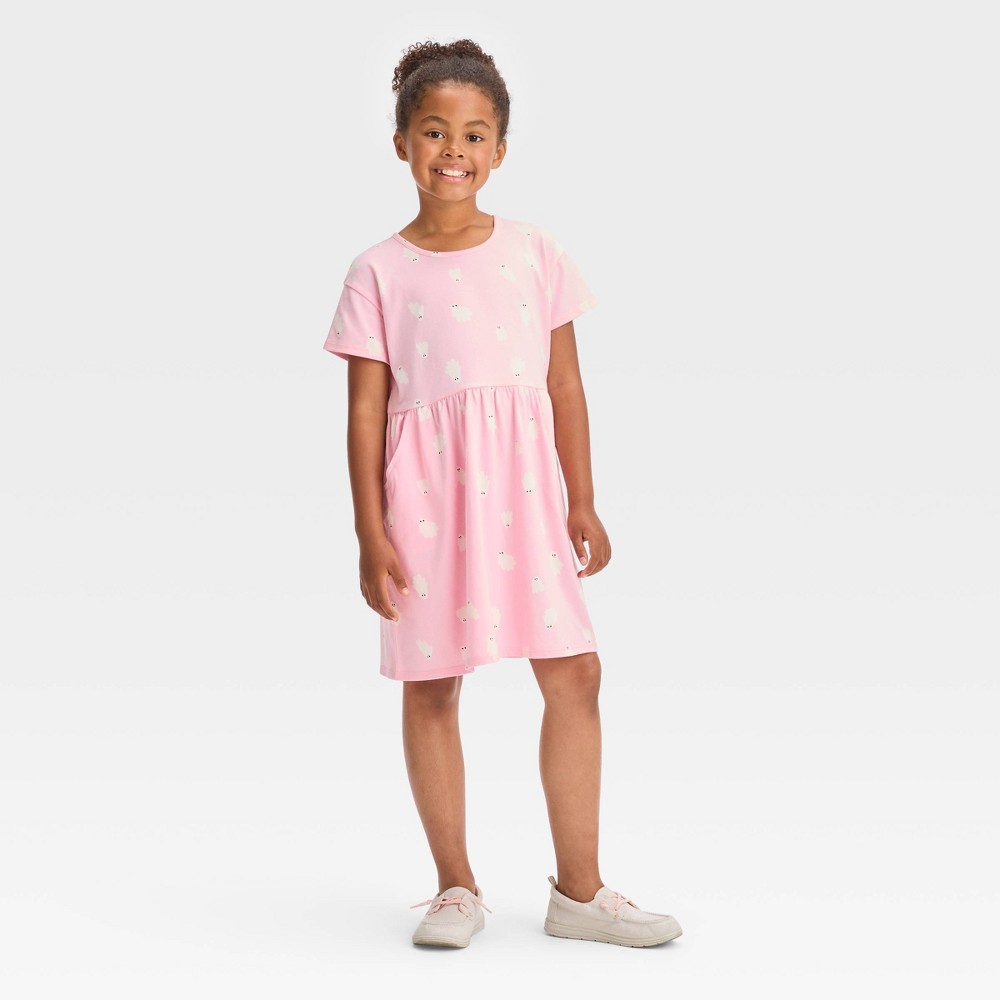 Girls' Relaxed Fit Short Sleeve Halloween Dress - Cat & Jack™ Pink M