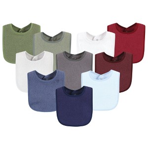 Hudson Baby Infant Boy Drooler Bib with Waterproof Lining, Blue Burgundy, One Size - 1 of 4