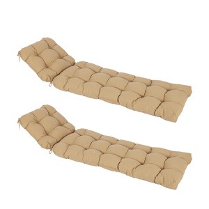 Aoodor 76" x 22" x 5.1" Polyester Tufted Chaise Lounge Cushion, Water-Resistant & Fade-Resistant Cushion for Outdoor Wicker Chaise Lounge Use, 2 Pack - 1 of 4
