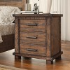 NicBex Rustic Three Drawer Nightstand Farmhouse Night Stand Reclaimed Solid Wood Bedside Table for Bedroom, Living Room - 2 of 4