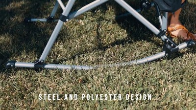 Gunmetal Gray Portable Outdoor Rocking Camp Chair with Arms