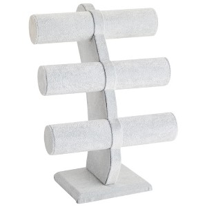 Juvale Velvet 3-Tier Jewelry Holder for Necklaces and Bracelets - Organizer Tower and Display for Selling (Gray) - 1 of 4